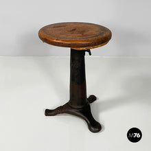 Load image into Gallery viewer, Stool in cast iron and wood, 1930s