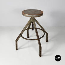 Load image into Gallery viewer, Stool in grey wood and metal, 1950s