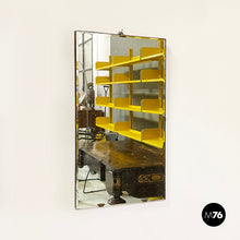 画像をギャラリービューアに読み込む, Rectangular wall mirror in wood and burnished brass, 1960s