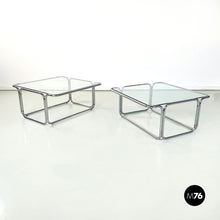 画像をギャラリービューアに読み込む, Coffee tables in glass and chromed steel, 1970s