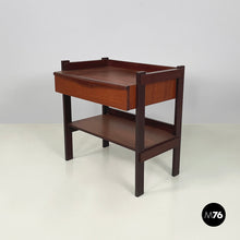 画像をギャラリービューアに読み込む, Wooden coffee table with shelves and drawer, 1960s