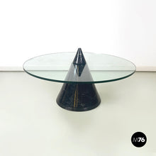 画像をギャラリービューアに読み込む, Coffee table in glass and black marble, 1980s