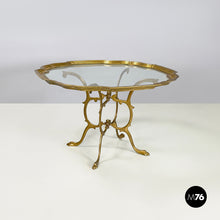 画像をギャラリービューアに読み込む, Coffee table in glass and brass, 1960s