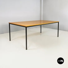Charger l'image dans la galerie, Dining table or desk in wood and black metal, 1980s