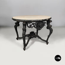 Charger l'image dans la galerie, Coffe table in wood and marble, late 1900th