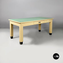 Load image into Gallery viewer, Dining table in white and aqua green wood, 1940s