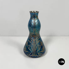画像をギャラリービューアに読み込む, Vase in blue glass and silver-plate, 1930s