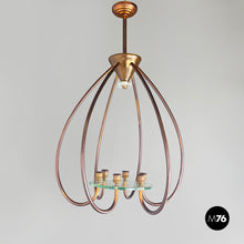 Load image into Gallery viewer, Chandelier in copper and glass, 1940s