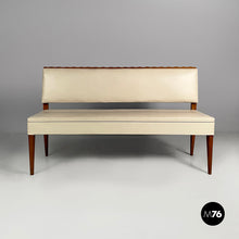 Load image into Gallery viewer, Bench in wood and white leather, 1940s