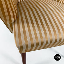 Load image into Gallery viewer, Striped fabric and wood armchairs, 1950s