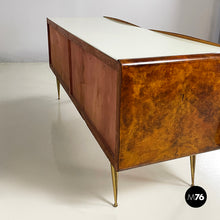 Charger l'image dans la galerie, Chest of drawers in wood, glass and brass, 1950s