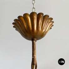 Load image into Gallery viewer, Chandeliers in pink glass and brass, early 1900s