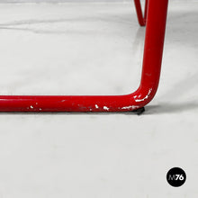 Load image into Gallery viewer, Stools in wood and red metal, 1980s