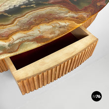 Load image into Gallery viewer, Wall console with onyx and wood, 1950s