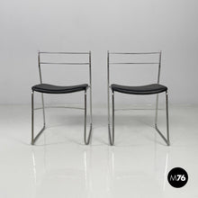 将图片加载到图库查看器,Chairs steel and black leatherette, 1970s