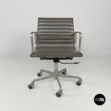 将图片加载到图库查看器,Dark grey leather office chair EA108 by Charles and Ray Eames for ICF, 1970s
