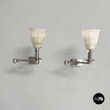 Carica l'immagine nel visualizzatore di Gallery, Wall lamps in metal and glass, 1940s