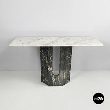 Charger l'image dans la galerie, Green and white marble console, 1980s