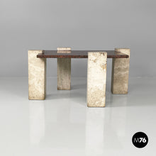 画像をギャラリービューアに読み込む, Red granite and travertine coffee table, 1970s