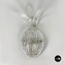 画像をギャラリービューアに読み込む, Pineapple-shaped wall lamp in fluted glass, 1980s
