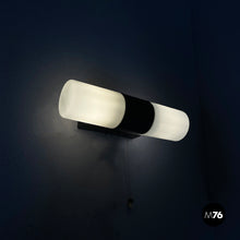 Charger l'image dans la galerie, Wall lamp in opaline glass and black Bakelite, 1950s