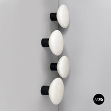 Load image into Gallery viewer, Wall lamps in opaline glass and black metal, 1950s