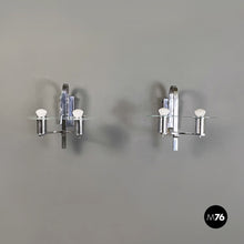 画像をギャラリービューアに読み込む, Double light appliques in metal and glass, 1920s