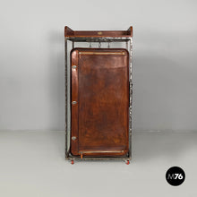 Load image into Gallery viewer, Wardrobe in brown leather and metal, 1980s