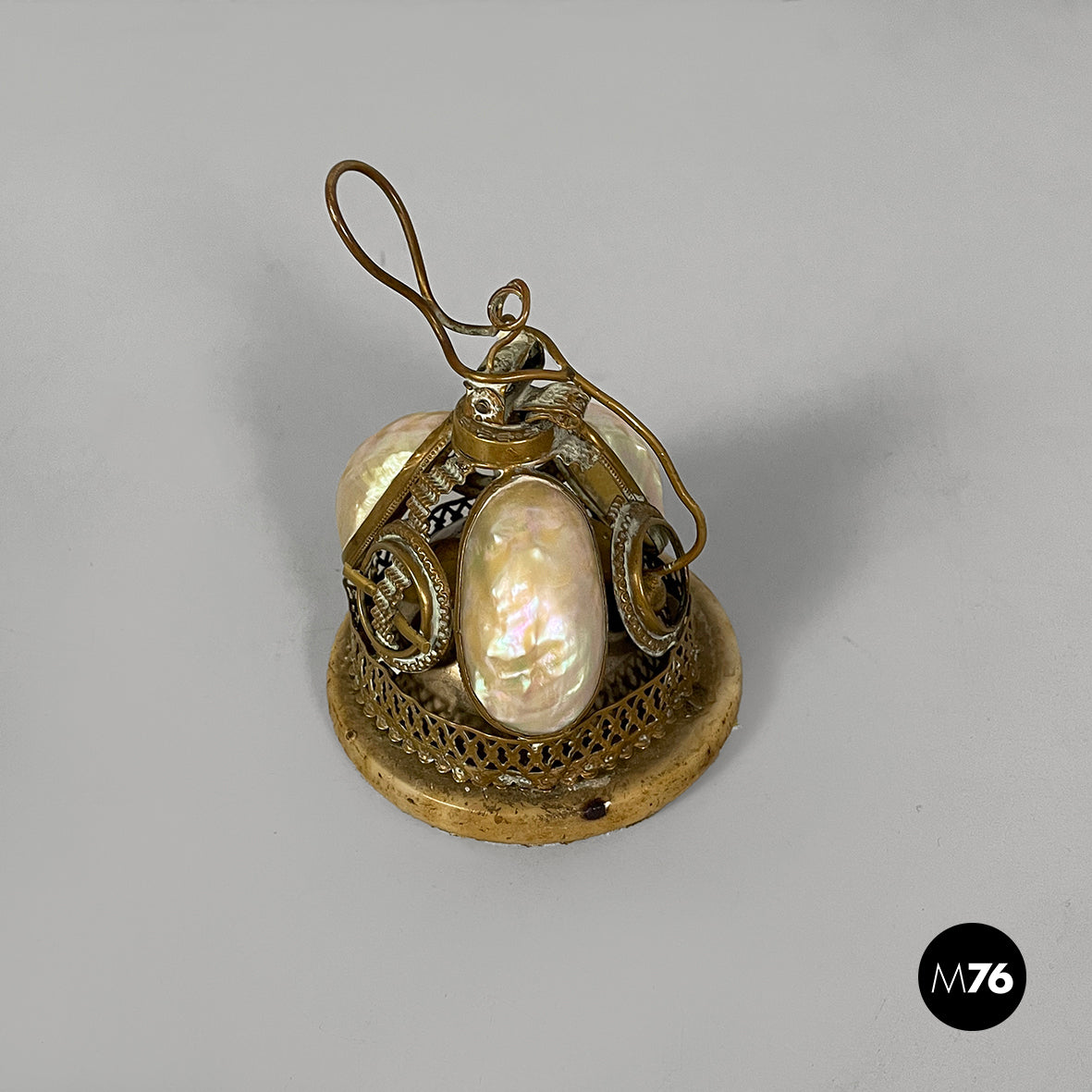 Hotel bell in mother-of-pearl and brass, mid 19th century