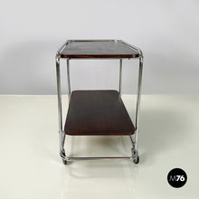画像をギャラリービューアに読み込む, Wood and metal cart with double shelf, 1940s