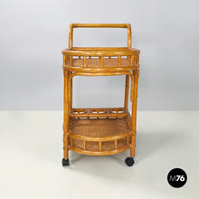 画像をギャラリービューアに読み込む, Double-shelf cart in rattan and bamboo, 1960s