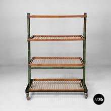 将图片加载到图库查看器,Cart in wood and green metal, 1920s