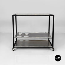 将图片加载到图库查看器,Cart in steel and black metal, 1980s