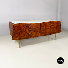 Charger l'image dans la galerie, Chest of drawers in wood, glass and brass, 1950s