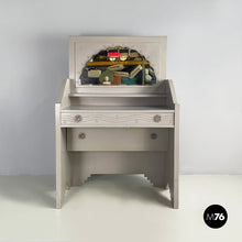 画像をギャラリービューアに読み込む, Console with mirror in gray wood by Gino Maggioni for Atelier Borsani Varedo, 1920-1930s