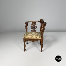 Charger l'image dans la galerie, Wooden armchairs with floral fabric, late 19th century