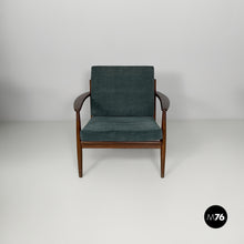 画像をギャラリービューアに読み込む, Green velvet armchairs, 1950s