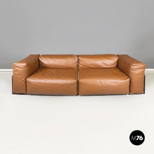 将图片加载到图库查看器,Brown leather sofa by Cappellini, 2000s