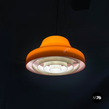 Carica l'immagine nel visualizzatore di Gallery, Chandelier in orange glass and white metal, 1970s