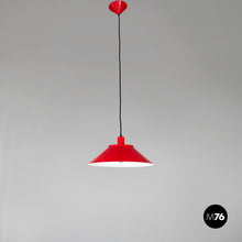 Load image into Gallery viewer, Chandelier in glass, red and white metal, 1970s