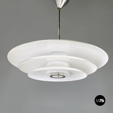 Charger l'image dans la galerie, Chandelier in opaline glass and chromed metal, 1980s