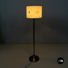 将图片加载到图库查看器,Floor lamp in burnished metal and white plexiglass, 1970s
