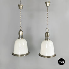 Charger l'image dans la galerie, Chandeliers in opaline glass and metal, 1960s