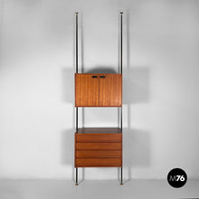 将图片加载到图库查看器,Bookcase in wood, black metal and brass, 1960s