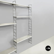 Load image into Gallery viewer, Modular wall bookcase in white metal and steel, 1980s