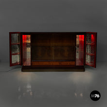 Load image into Gallery viewer, Bar cabinet with lamp in wood, mirror and glass, 1930s