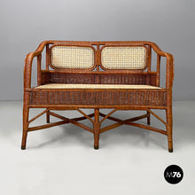 Load image into Gallery viewer, Two-seater outdoor bench in rattan, 1960s
