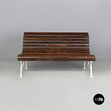 Load image into Gallery viewer, Wooden and white cast iron bench, 1930s