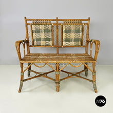 画像をギャラリービューアに読み込む, Two-seater outdoor bench in rattan, early 1900s