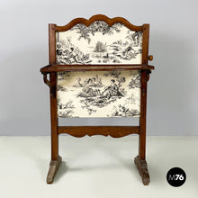 Load image into Gallery viewer, Fire screen in black and white fabric and wood, early 1900s